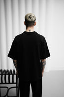 POLIZEI Özel tasarım, Nakışlı, Kurukafa detaylı, Oversize T-Shirt (Siyah)