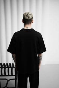 POLIZEI Özel tasarım, Nakışlı, Kurukafa detaylı, Oversize T-Shirt (Siyah)