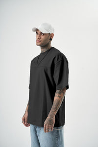 Reconnaissance Yazı Detaylı, Özel Nakış Tasarımlı, Oversize T-Shirt (Siyah)