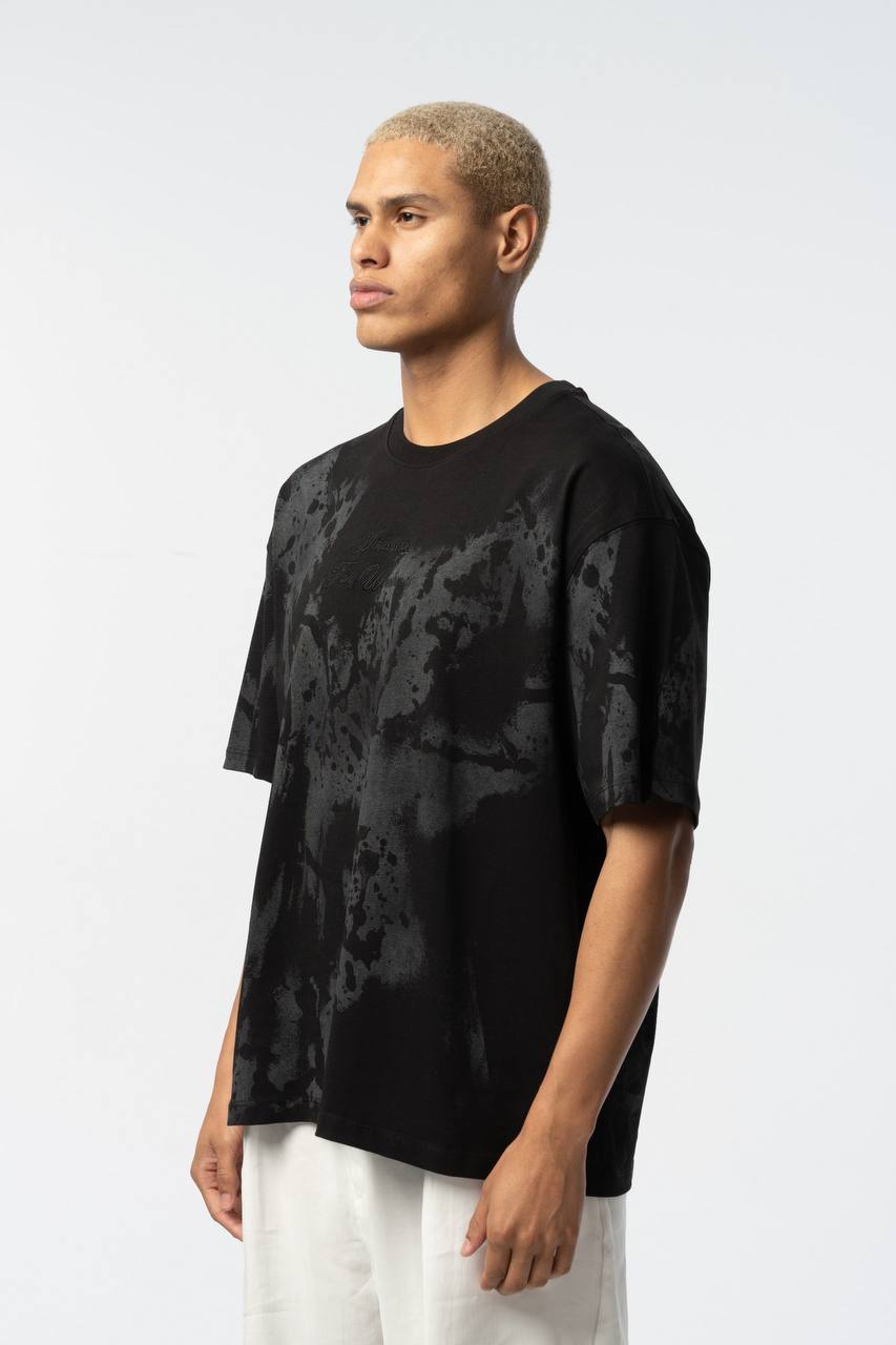 Graffiti Style Kabartma Baskılı ve Nakışlı Oversize T-Shirt