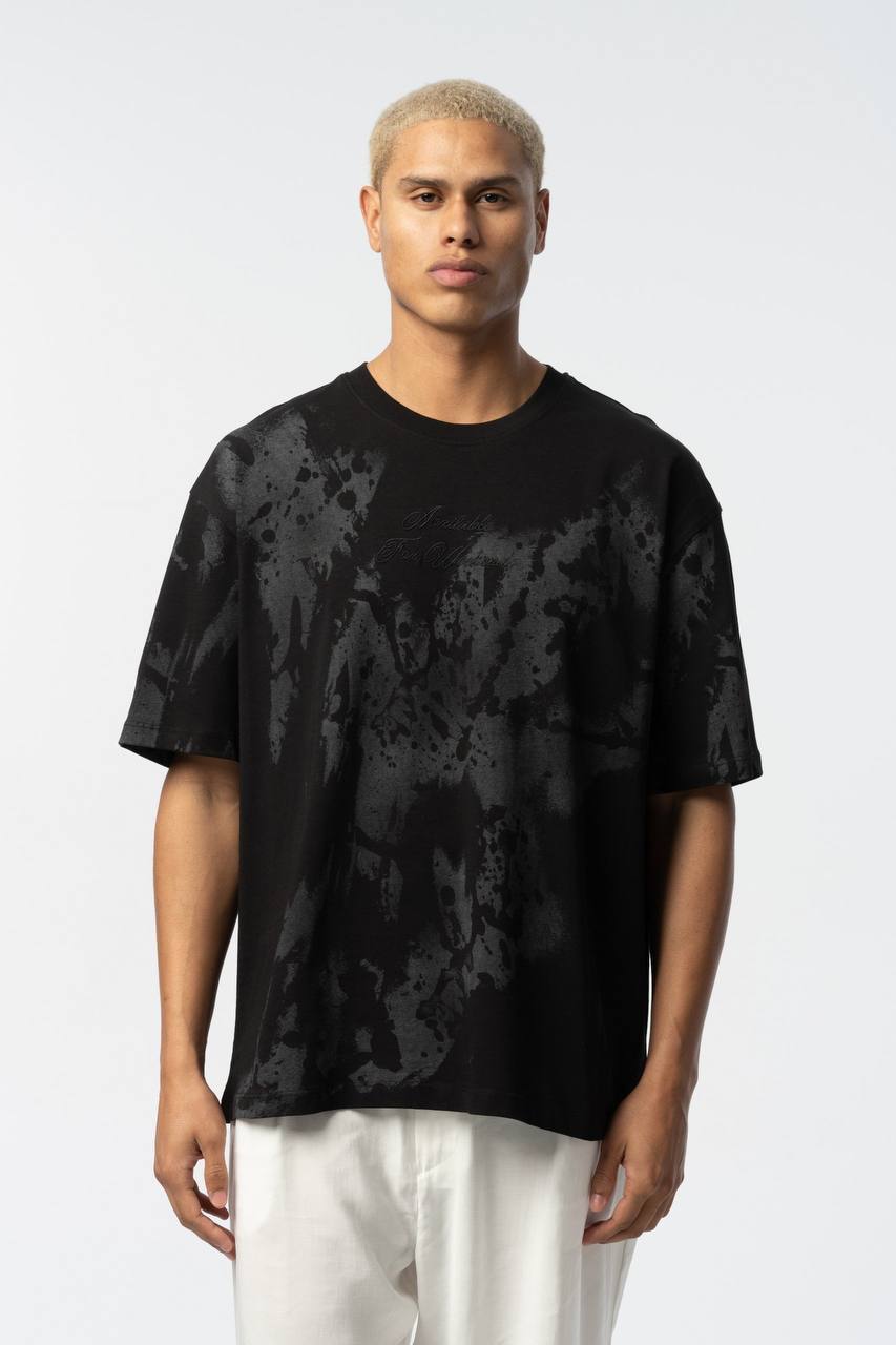 Graffiti Style Kabartma Baskılı ve Nakışlı Oversize T-Shirt
